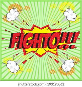 FIghto! Comic Speech Bubble In Pop-Art Style, Cartoon 