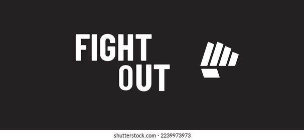 FightOut cryptocurrency FGHT token, Cryptocurrency logo on isolated background with text.