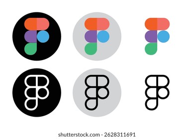 Figma Black Square and Circle Logo Vector, Figma App Icon. new Figma symbol. High resolution vector set

