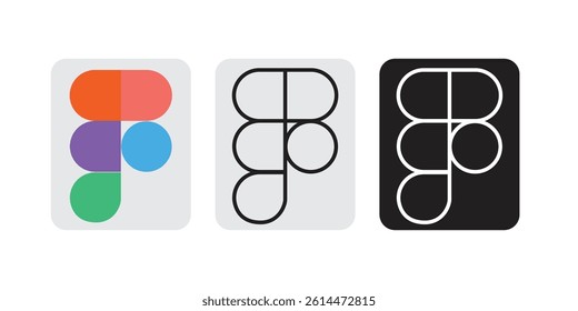 Figma logo icon set. Editor application. Social media icon symbol, Figma icon design vector illustration isolated