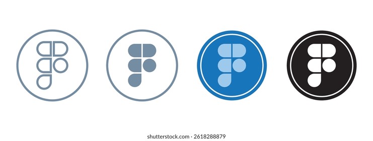 Figma logo icon set. Editor application. Social media icon symbol, Figma icon design vector illustration isolated