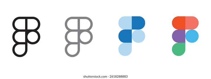 Figma logo icon set. Editor application. Social media icon symbol, Figma icon design vector illustration isolated