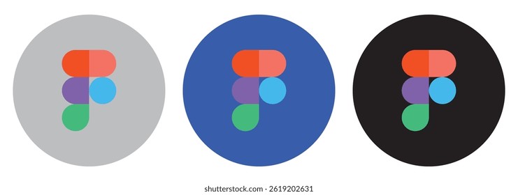 Figma logo icon set. Editor application. Social media icon symbol, Figma icon design vector. Figma app icon and logo vector illustration, Figma is a collaborative web application for interface design.