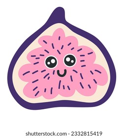Icono de personaje con cara sonriente. Dibujo manual de caricaturas con un simple estilo ingenuo. Ilustraciones de dibujos animados en una paleta pastel para niños. Aislar la fruta linda 