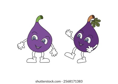 Figs in the dance. Funny hand-drawn cartoon characters.