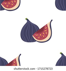 figs and dried figs, fig leaf isolated on white background. Vector illustration of fruits in a flat style. Natural sweets. Healthy food set.