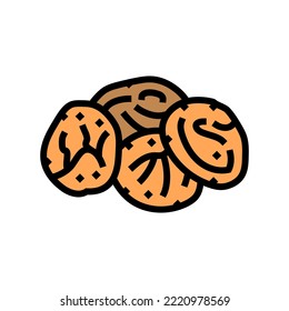 Feigen getrocknete Früchte Symbol Vektorgrafik. Feigen getrocknetes Fruchtschild. einzelne Symbolillustration