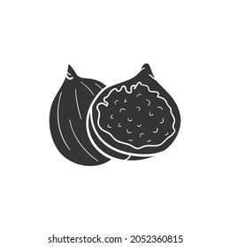 Figs Fruit Icon Silhouette Illustration. Healthy Food Vector Graphic Pictogram Symbol Clip Art. Doodle Sketch Black Sign.