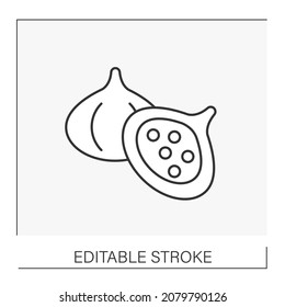  Figs line icon. Soft pear-shaped fruit with sweet dark flesh and many small seeds.Fruit concept. Isolated vector illustration. Editable stroke