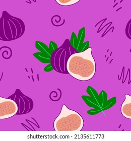 figs seamless pattern. hand drawn.