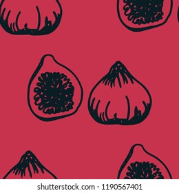 figs tropical fruit seamless pattern