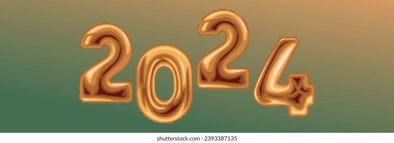 Figure 2024 made of balloons on color background. New Year celeb