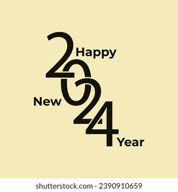 Figura 2024 y texto HAPPY NEW YEAR sobre fondo amarillo
