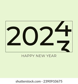 Figura 2024 y texto HAPPY NEW YEAR sobre fondo verde