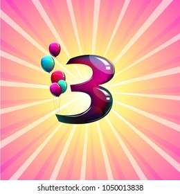 figure 3 with balloons. Vector