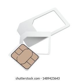 Figure 3 simcard pieces telling the history of technological progress. The simcard size changing over time.