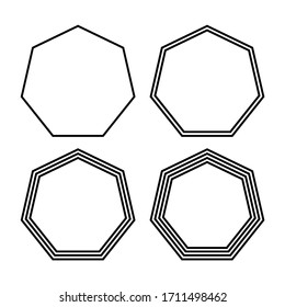 Figure 4 heptagon shapes with different number of lines.