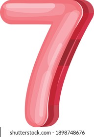 figure 7, pink, glossy on an isolated white background