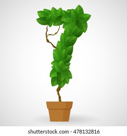 Figure 7. Tree in the pot. Vector alphabet letters made from green leaves.