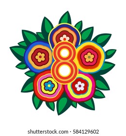 Figure 8 on the background of flowers and leaves.