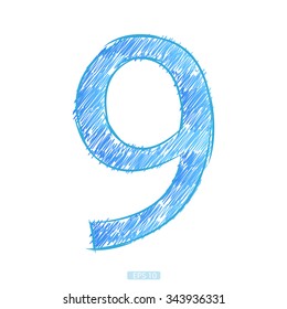 figure 9 a sketch of blue color on a white background