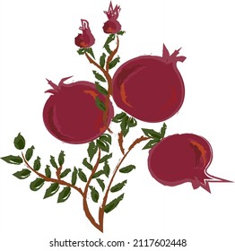figure abstraction pomegranate branches red pomegranate
