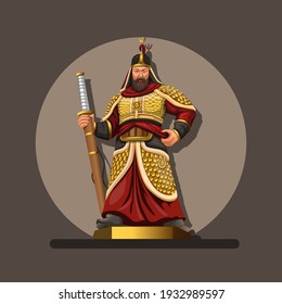 Figure of admiral yi sun, he was a Korean admiral and military general famed for his victories against the Japanese navy during the Imjin war in the Joseon Dynasty. illustration in cartoon vector