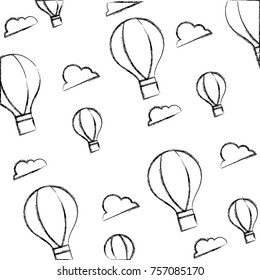 figure air balloon fly background design
