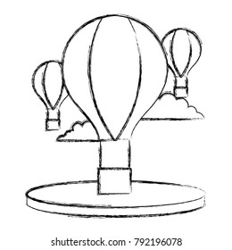 figure air balloons fly with clouds in the sky