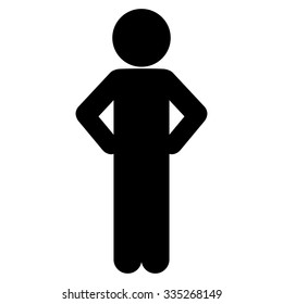 Figure Akimbo vector icon. Style is flat symbol, black color, rounded angles, white background.