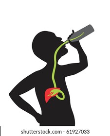 Figure alcoholic drinking from bottle