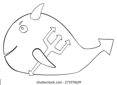 Figure of April fish Devil on white background in the Happy holiday collection