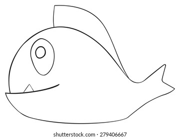 Figure of April fish with a tooth on white background in the Happy holiday collection