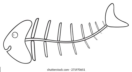 Figure of April smiling skeleton fish on white background in the Happy holiday collection
