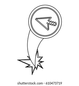 figure arrow cursor with hole icon, vector illustraction design