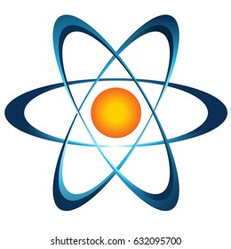 Figure atom. logo, icon, label