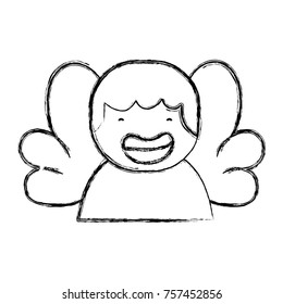 figure avatar boy with t-shirt and wings decoration