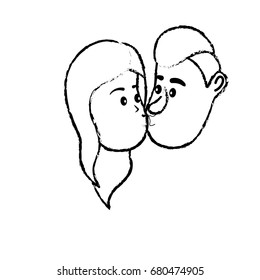 figure avatar couple face kissing with hairstyle design