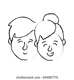 figure avatar couple head with hairstyle design