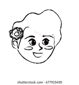 figure avatar happy woman face with hairstyle design