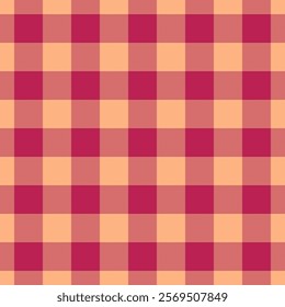 Figure background seamless fabric, empty tartan vector textile. Blank plaid pattern check texture in orange and temptation colors.