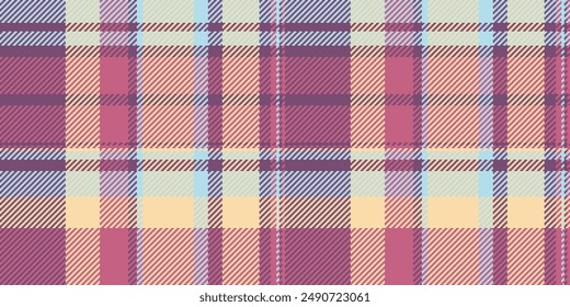 Figure background tartan check, symmetry seamless textile pattern. Layout fabric vector plaid texture in pink and navajo white colors palette.