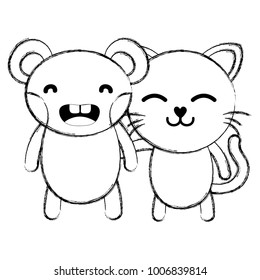 figure bear and cat cute animals friends