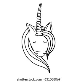 figure beautiful head unicorn with long mane