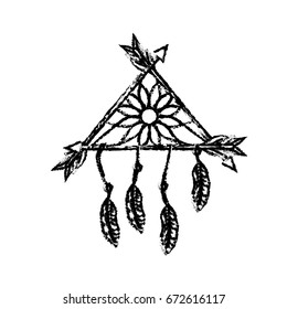 figure beauty dream catcher with feathers and arrows design