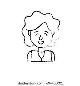 figure beauty woman with hairstyle design and blouse