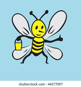 Figure bee with bucket of good honey