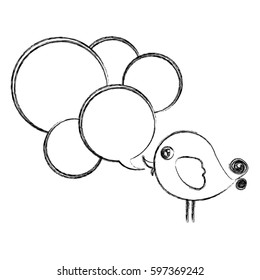 figure bird with many chat bubbles icon, vector illustraction