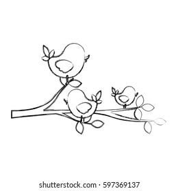 figure birds in the branches trees icon, vector illustraction design