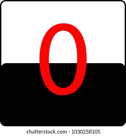 A figure in a black and white square. Number zero